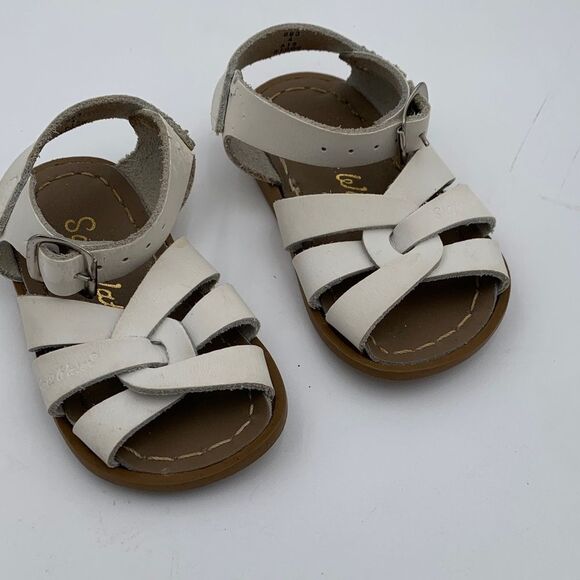 Saltwater white classic leather summer sandals size 4 - Picture 3 of 9